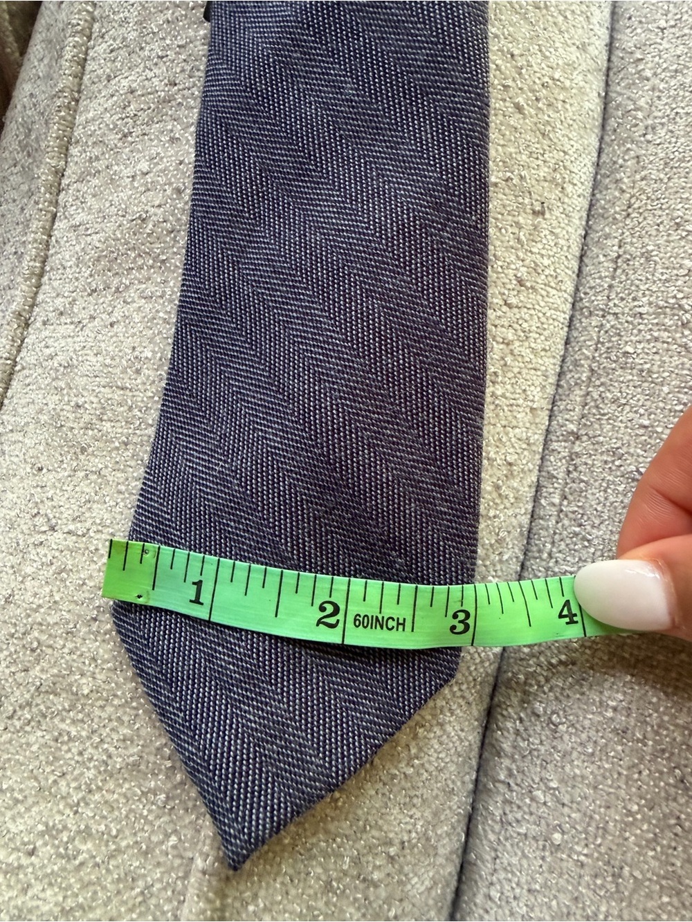 NWT Lauren Ralph Lauren Blue Herringbone Wool Silk Tie Classic Necktie OS - Picture 5 of 5